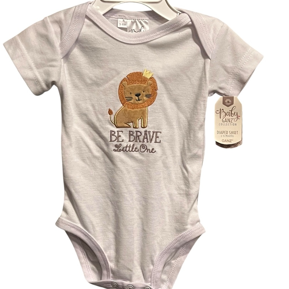 GANZ White Baby Onesie with Lion Design